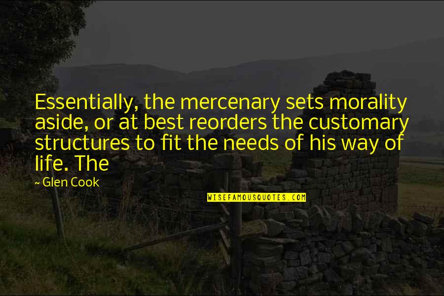 Botilleria Quotes By Glen Cook: Essentially, the mercenary sets morality aside, or at