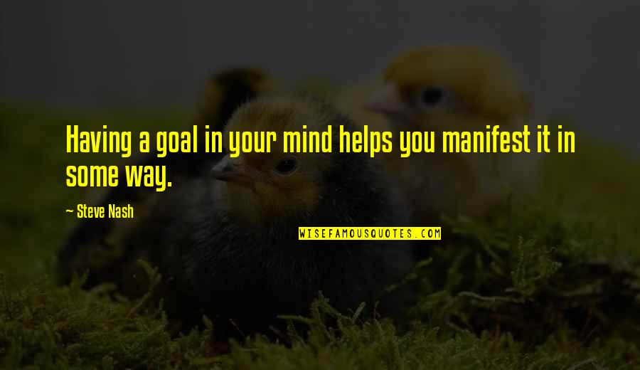 Bottlik Mih Ly Quotes By Steve Nash: Having a goal in your mind helps you