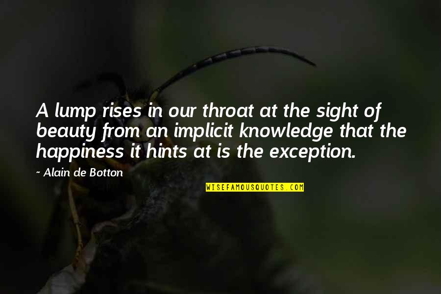 Botton Quotes By Alain De Botton: A lump rises in our throat at the
