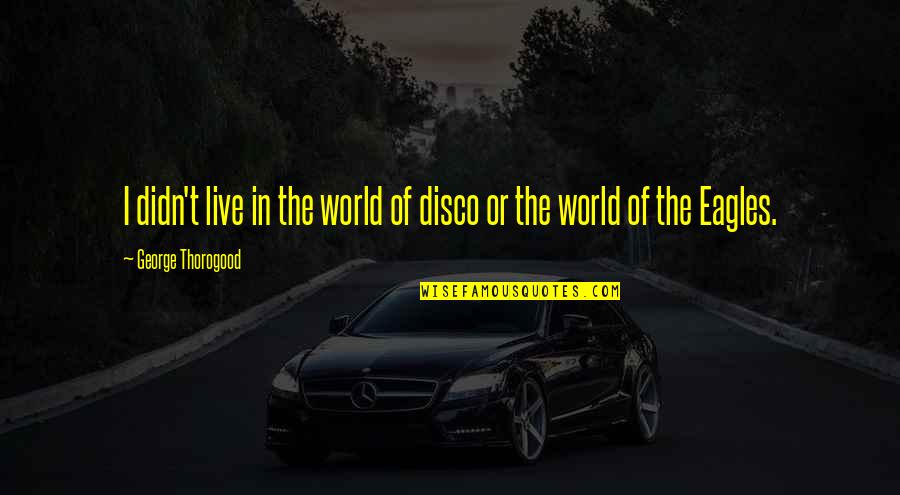 Bottone Doriente Quotes By George Thorogood: I didn't live in the world of disco