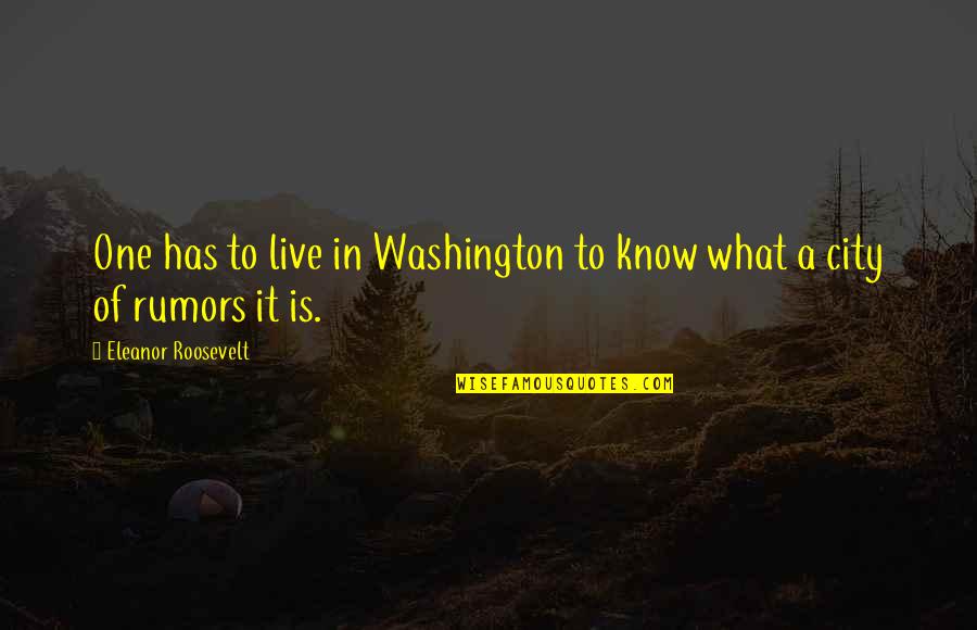 Bouchra Okbi Quotes By Eleanor Roosevelt: One has to live in Washington to know