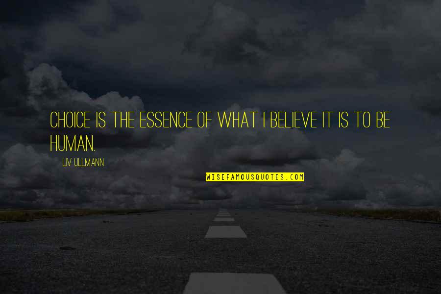 Bouckaert Quotes By Liv Ullmann: Choice is the essence of what I believe