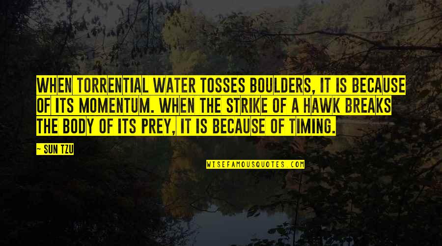 Boulders Quotes By Sun Tzu: When torrential water tosses boulders, it is because