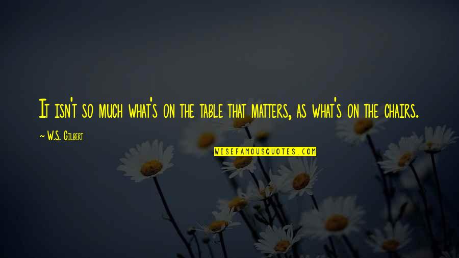 Bouleversement Quotes By W.S. Gilbert: It isn't so much what's on the table