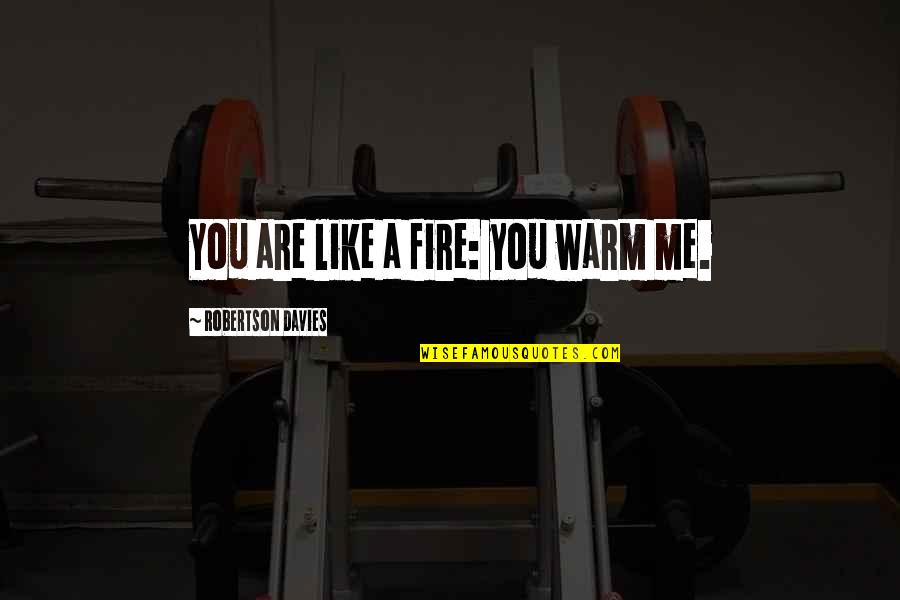 Bouley At Home Quotes By Robertson Davies: You are like a fire: you warm me. Bouley At Home Quotes By Robertson Davies: You are like a fire: you warm me.