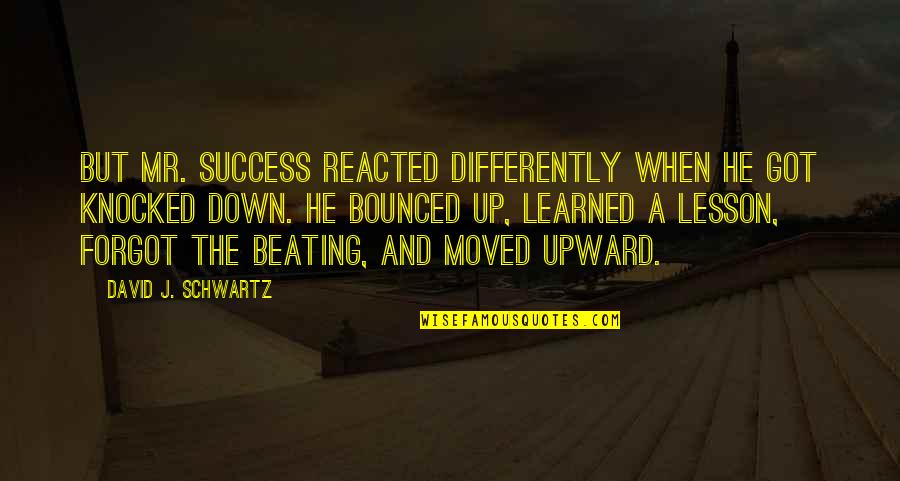 Bounced Off Quotes By David J. Schwartz: But Mr. Success reacted differently when he got