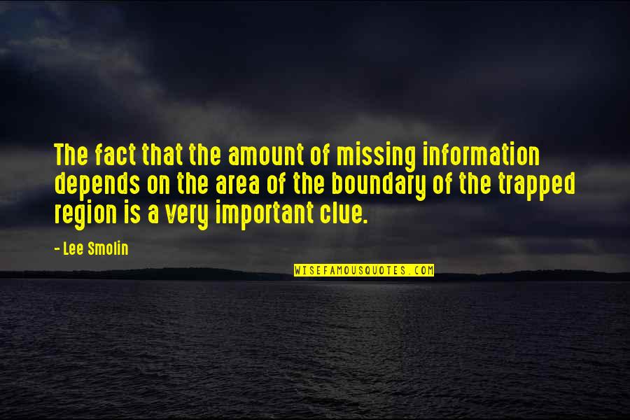 Boundary Quotes By Lee Smolin: The fact that the amount of missing information