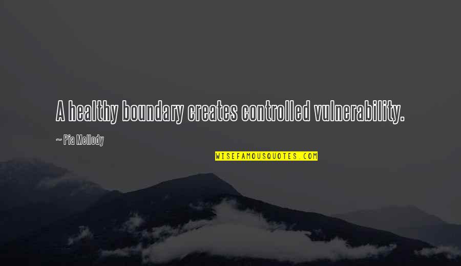 Boundary Quotes By Pia Mellody: A healthy boundary creates controlled vulnerability.