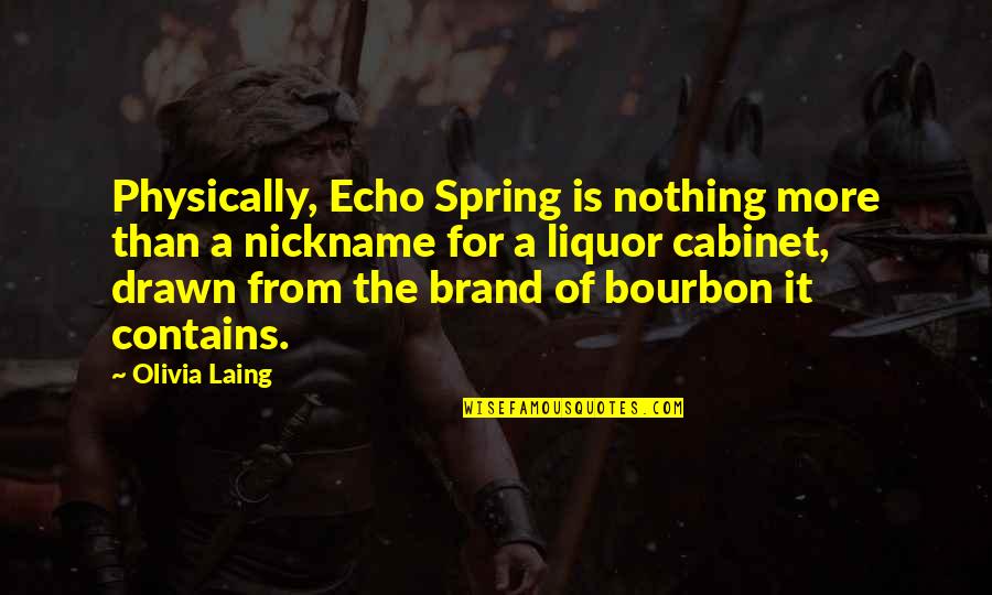 Bourbon Quotes By Olivia Laing: Physically, Echo Spring is nothing more than a