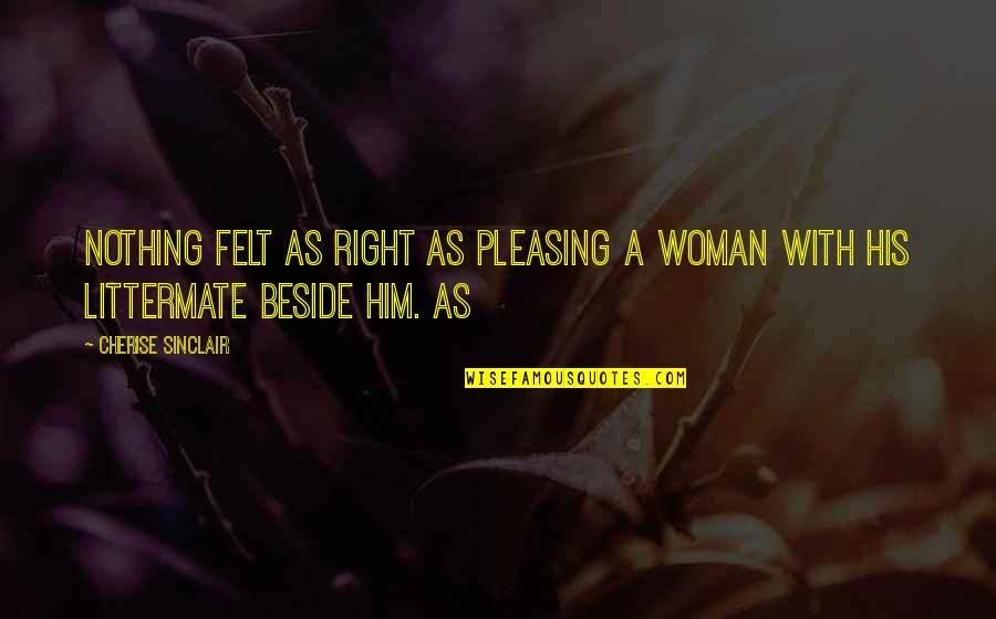 Bourdais Quotes By Cherise Sinclair: Nothing felt as right as pleasing a woman Bourdais Quotes By Cherise Sinclair: Nothing felt as right as pleasing a woman