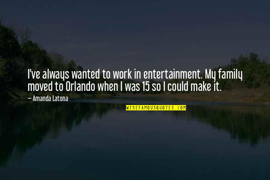 Bourdillon Tower Quotes By Amanda Latona: I've always wanted to work in entertainment. My Bourdillon Tower Quotes By Amanda Latona: I've always wanted to work in entertainment. My
