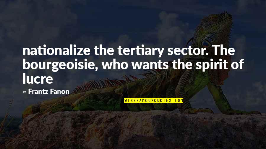 Bourgeoisie Quotes By Frantz Fanon: nationalize the tertiary sector. The bourgeoisie, who wants