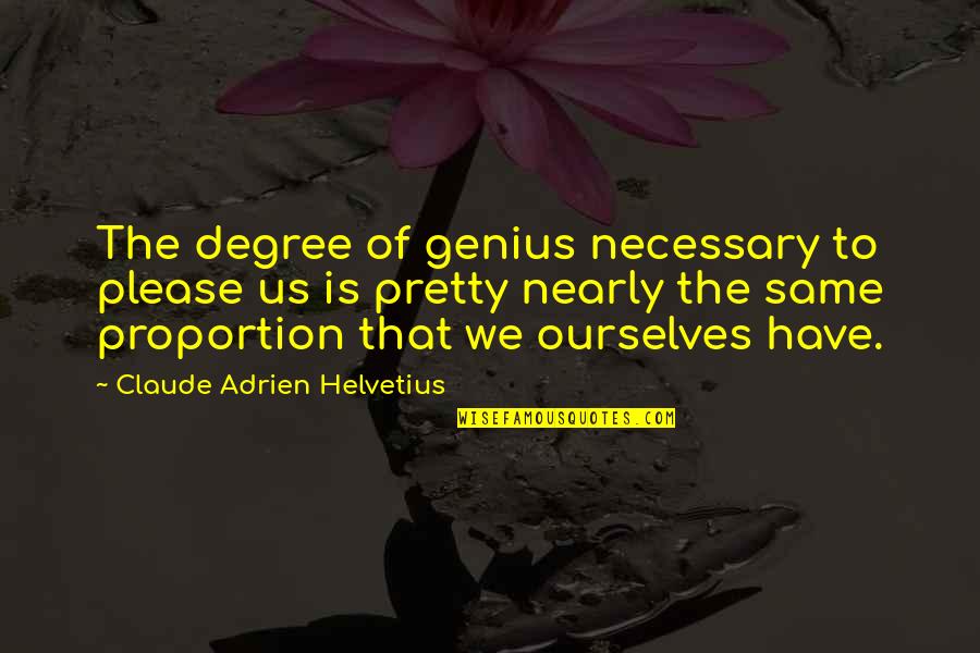Bourreau Quotes By Claude Adrien Helvetius: The degree of genius necessary to please us