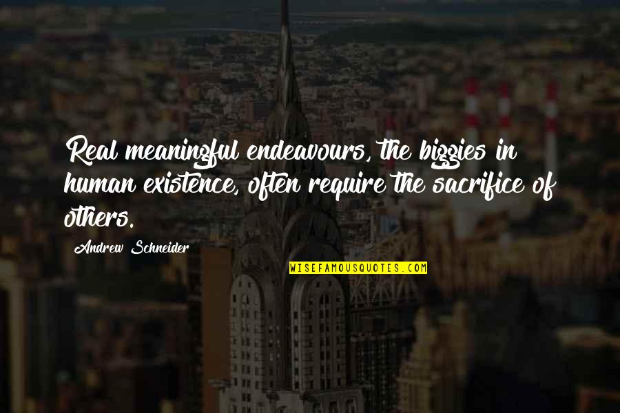 Bow Ties Quotes By Andrew Schneider: Real meaningful endeavours, the biggies in human existence,