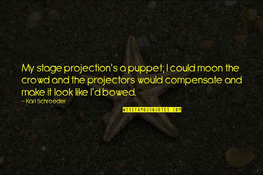 Bowed Quotes By Karl Schroeder: My stage projection's a puppet; I could moon