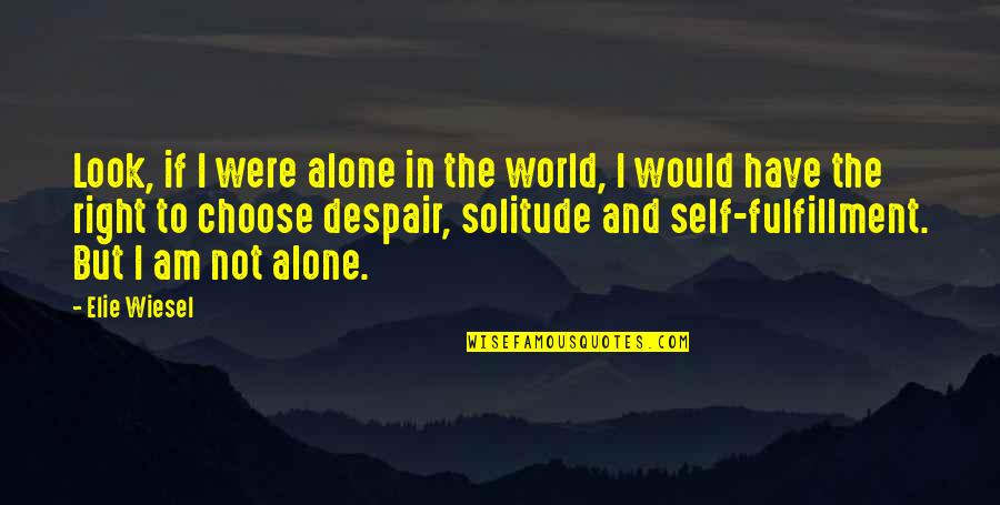 Bowells Quotes By Elie Wiesel: Look, if I were alone in the world,