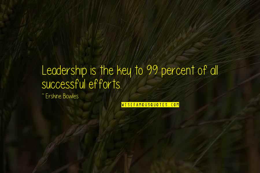 Bowles Quotes By Erskine Bowles: Leadership is the key to 99 percent of Bowles Quotes By Erskine Bowles: Leadership is the key to 99 percent of