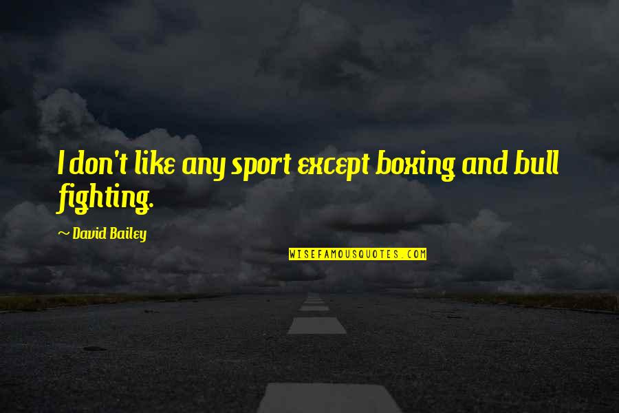 Boxing Fighting Quotes By David Bailey: I don't like any sport except boxing and