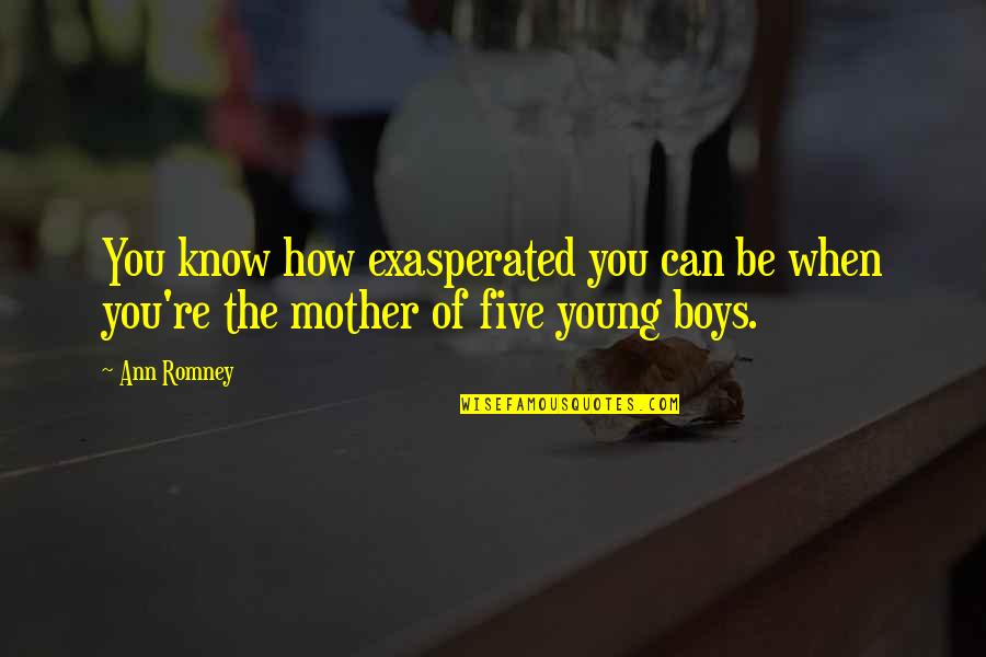 Boy And Mother Quotes By Ann Romney: You know how exasperated you can be when