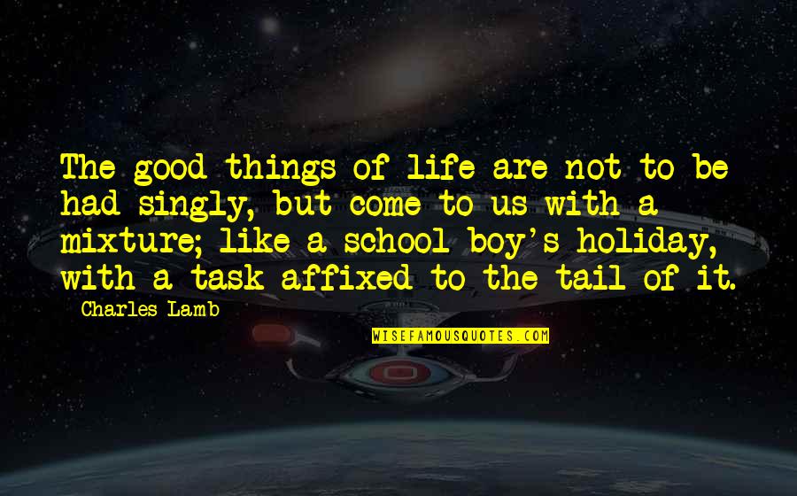Boy Are Like Quotes By Charles Lamb: The good things of life are not to