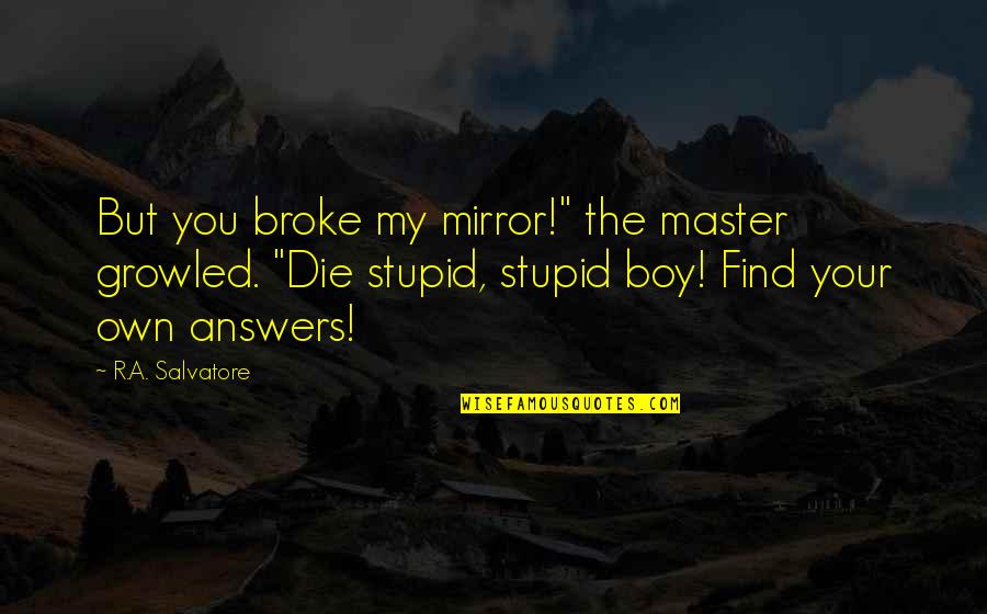 Boy Are Stupid Quotes By R.A. Salvatore: But you broke my mirror!" the master growled. Boy Are Stupid Quotes By R.A. Salvatore: But you broke my mirror!" the master growled.