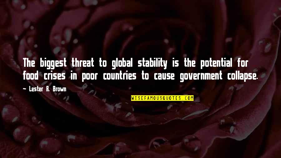 Boy Banat Sweet Quotes By Lester R. Brown: The biggest threat to global stability is the