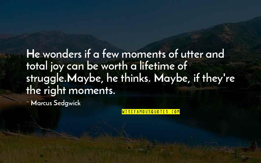 Boy Becoming A Man Quotes By Marcus Sedgwick: He wonders if a few moments of utter