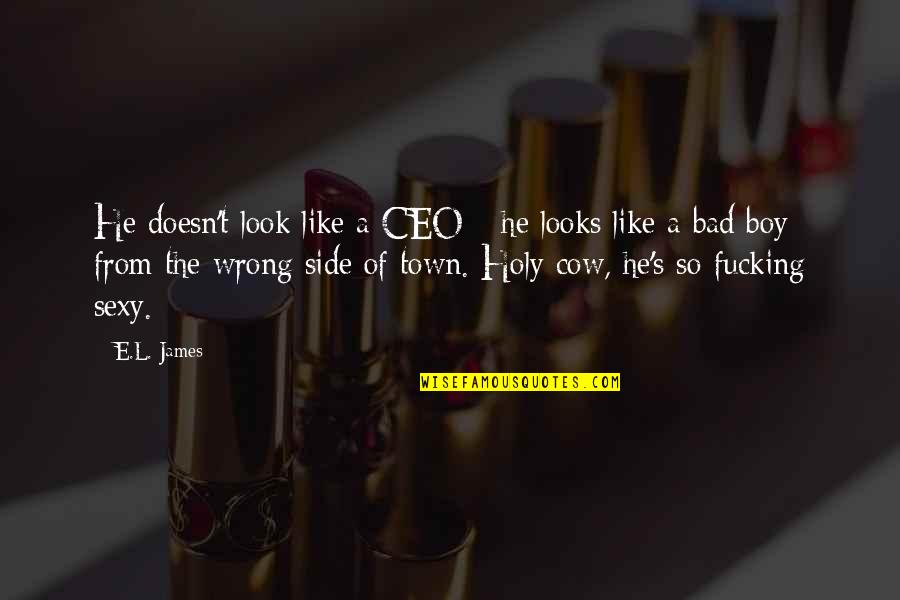 Boy Doesn't Like You Quotes By E.L. James: He doesn't look like a CEO - he