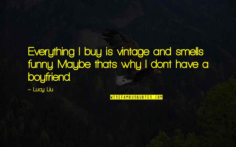 Boyfriend Funny Quotes By Lucy Liu: Everything I buy is vintage and smells funny.