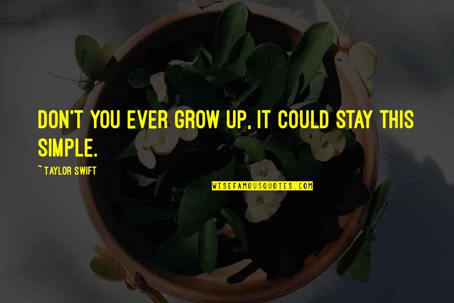 Boyish Fashion Quotes By Taylor Swift: Don't you ever grow up, it could stay