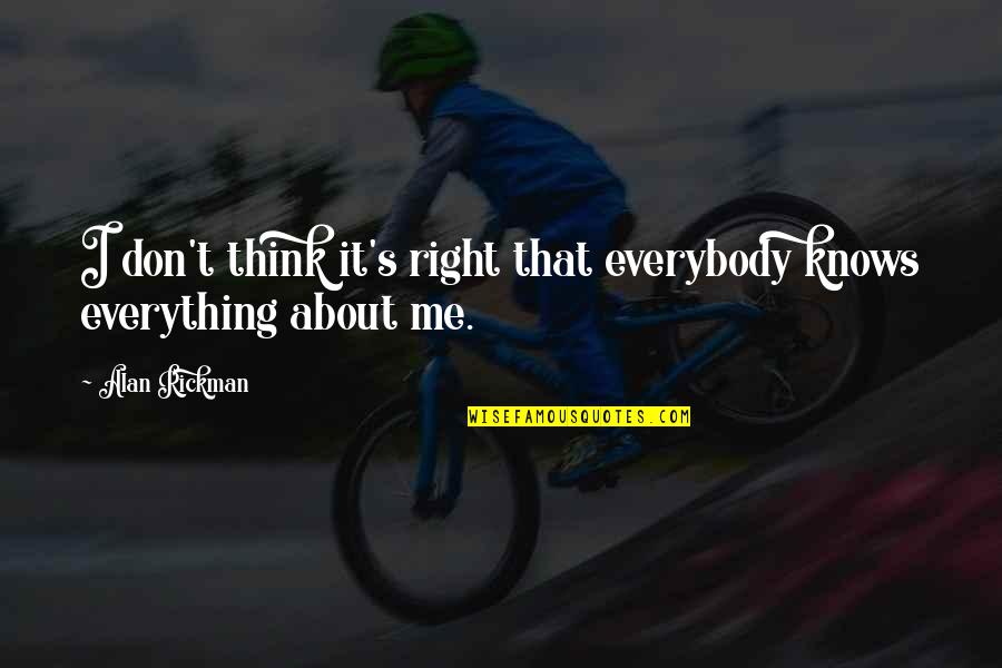 Boymans Quotes By Alan Rickman: I don't think it's right that everybody knows