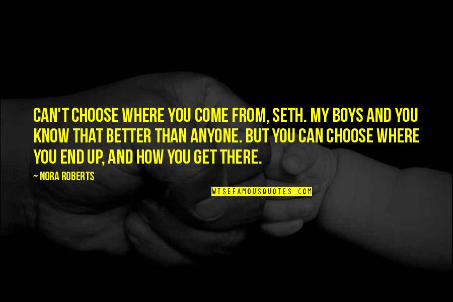 Boys Quotes By Nora Roberts: Can't choose where you come from, Seth. My