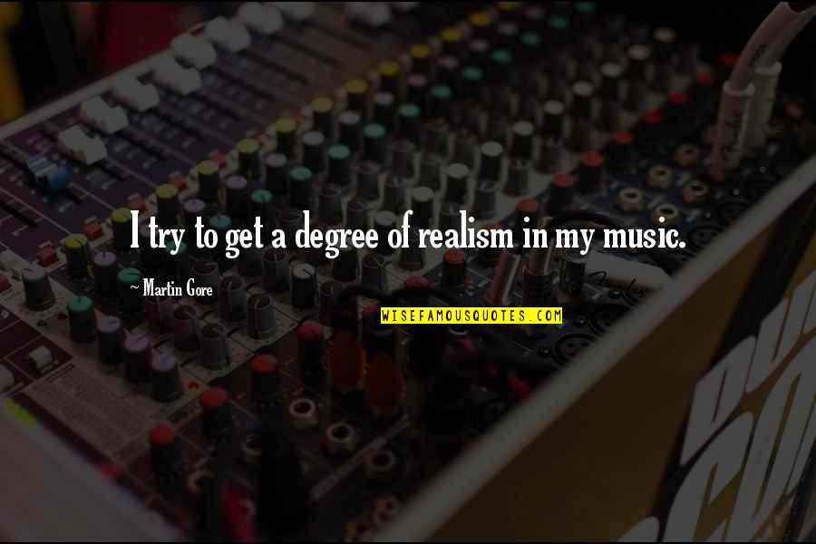 Bpo Motivational Quotes By Martin Gore: I try to get a degree of realism