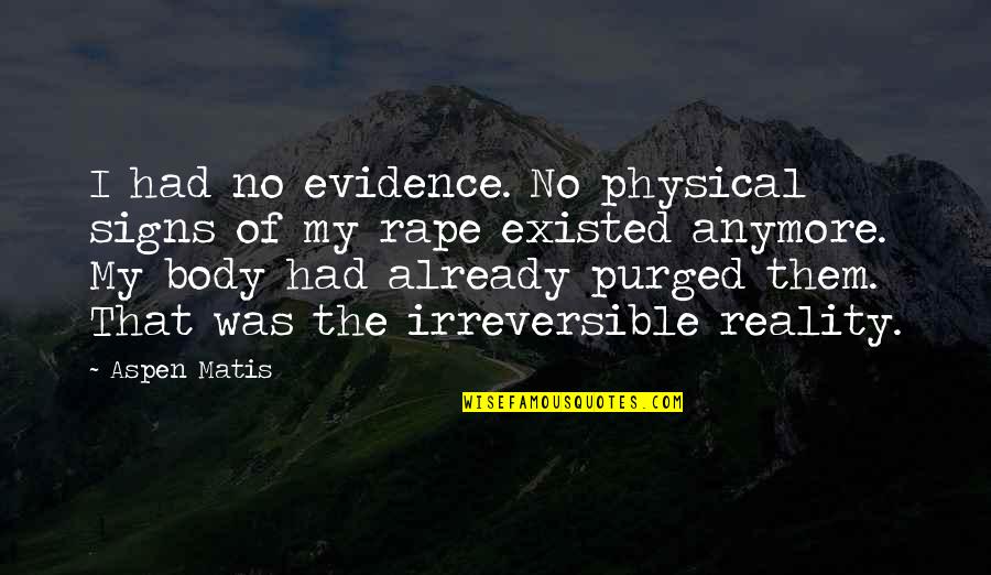 Br Ckler Zsombor Quotes By Aspen Matis: I had no evidence. No physical signs of Br Ckler Zsombor Quotes By Aspen Matis: I had no evidence. No physical signs of