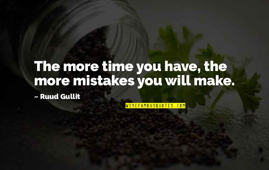 Bra Strap Quotes By Ruud Gullit: The more time you have, the more mistakes