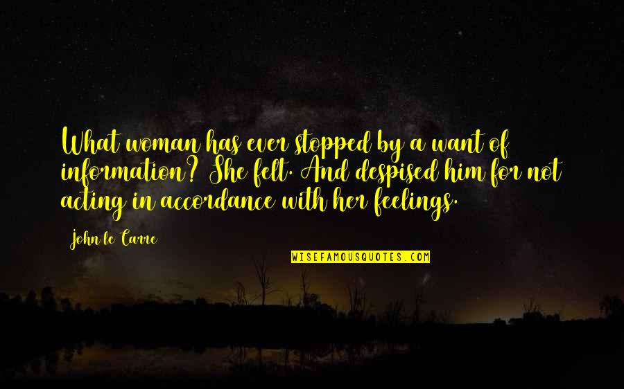 Bracken Denmark Quotes By John Le Carre: What woman has ever stopped by a want Bracken Denmark Quotes By John Le Carre: What woman has ever stopped by a want