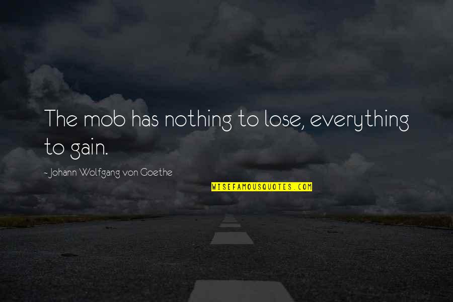 Brackets For Quotes By Johann Wolfgang Von Goethe: The mob has nothing to lose, everything to