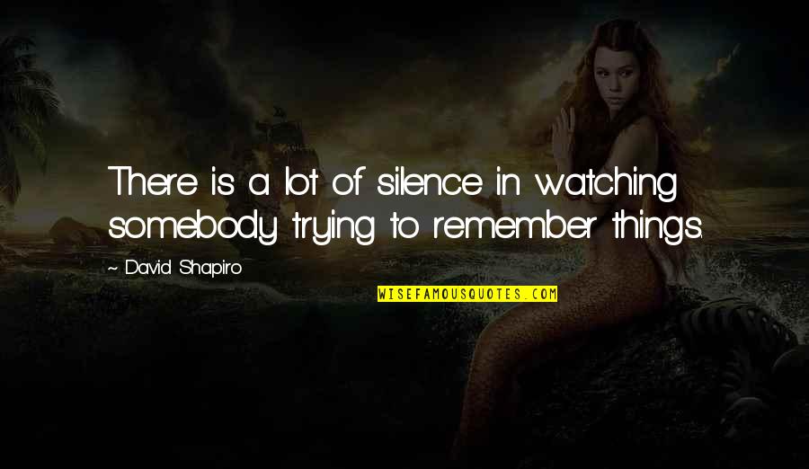 Braconier Mechanical Quotes By David Shapiro: There is a lot of silence in watching