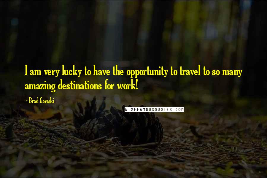 Brad Goreski quotes: I am very lucky to have the opportunity to travel to so many amazing destinations for work!