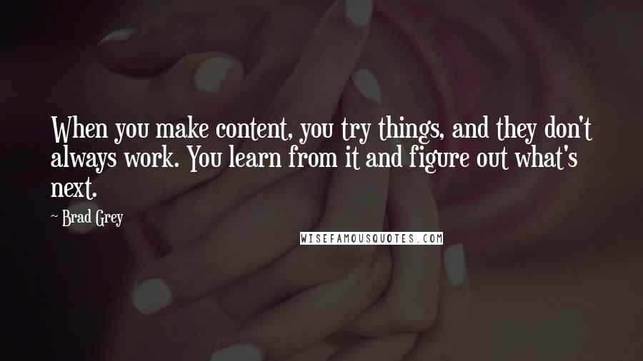 Brad Grey quotes: When you make content, you try things, and they don't always work. You learn from it and figure out what's next.