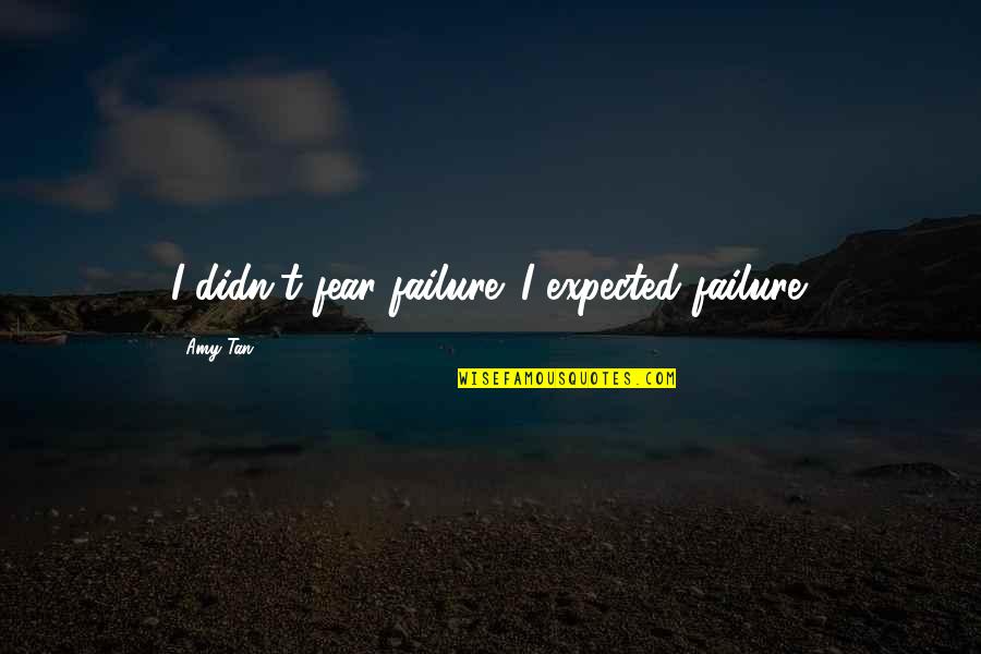 Brad Troup Quotes By Amy Tan: I didn't fear failure. I expected failure.
