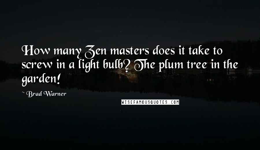 Brad Warner quotes: How many Zen masters does it take to screw in a light bulb? The plum tree in the garden!
