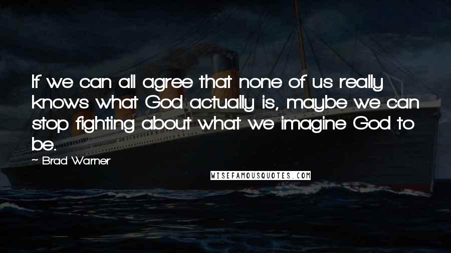 Brad Warner quotes: If we can all agree that none of us really knows what God actually is, maybe we can stop fighting about what we imagine God to be.