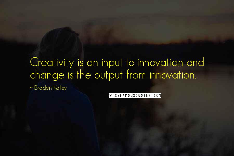 Braden Kelley quotes: Creativity is an input to innovation and change is the output from innovation.
