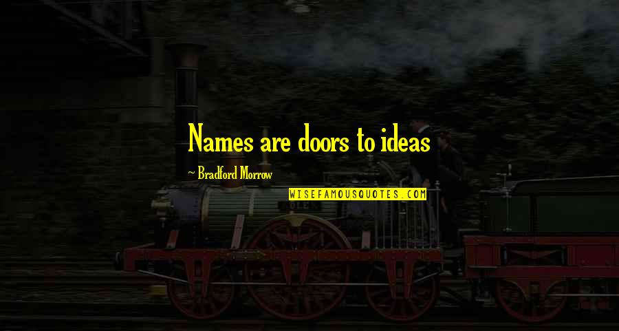 Bradford Quotes By Bradford Morrow: Names are doors to ideas