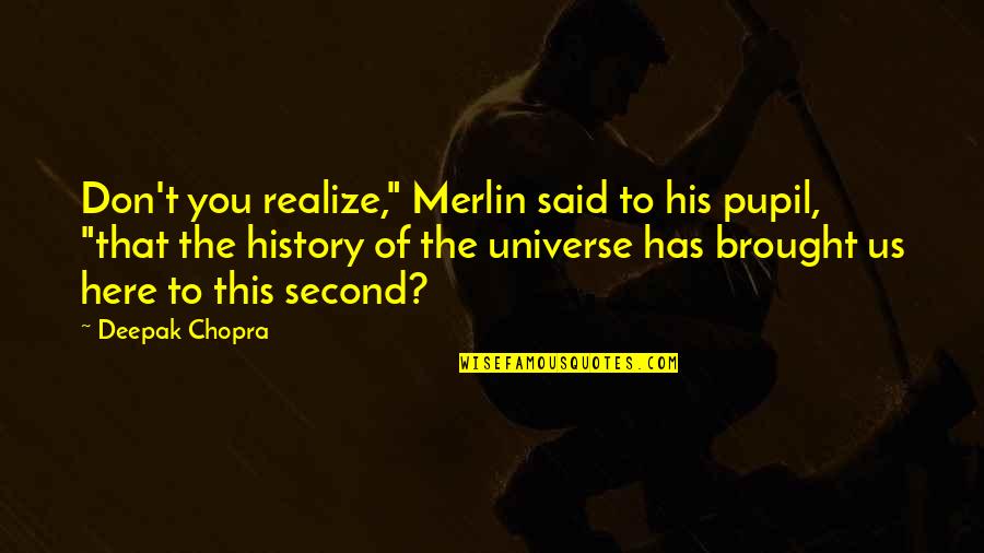 Bradie Quotes By Deepak Chopra: Don't you realize," Merlin said to his pupil,