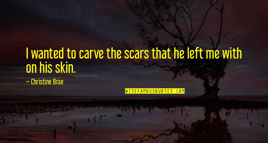 Brae Quotes By Christine Brae: I wanted to carve the scars that he Brae Quotes By Christine Brae: I wanted to carve the scars that he