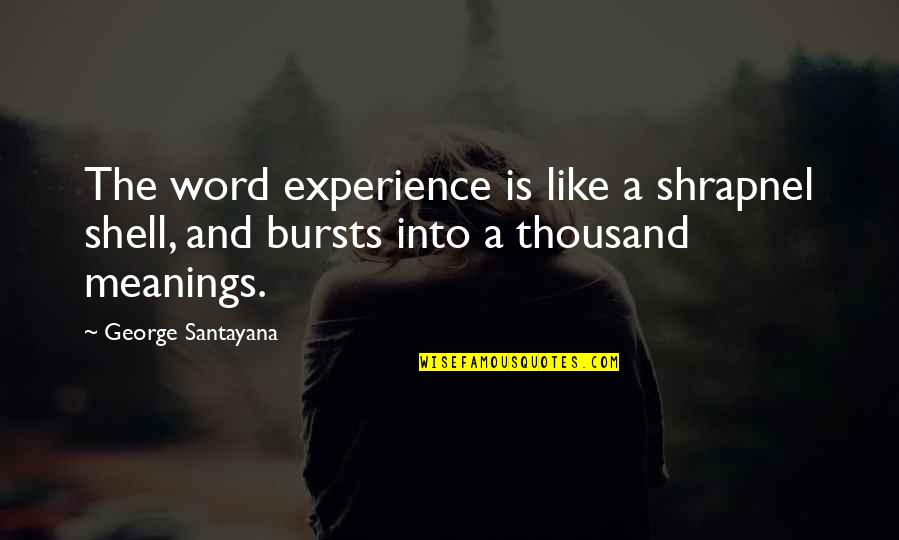 Braeden The Barbarian Quotes By George Santayana: The word experience is like a shrapnel shell,