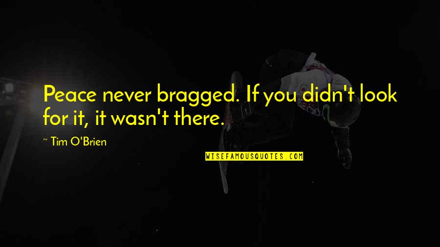 Bragged Quotes By Tim O'Brien: Peace never bragged. If you didn't look for