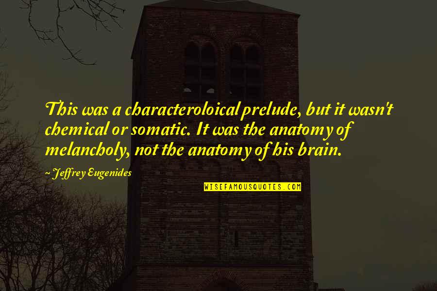 Brain Anatomy Quotes By Jeffrey Eugenides: This was a characteroloical prelude, but it wasn't